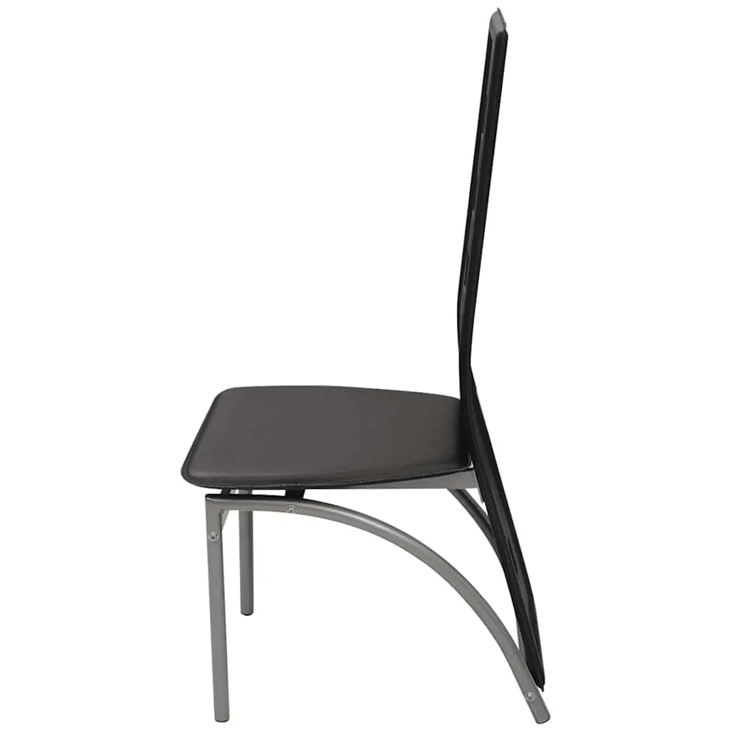 4-Piece Contemporary Black Faux Leather Dining Chair Set