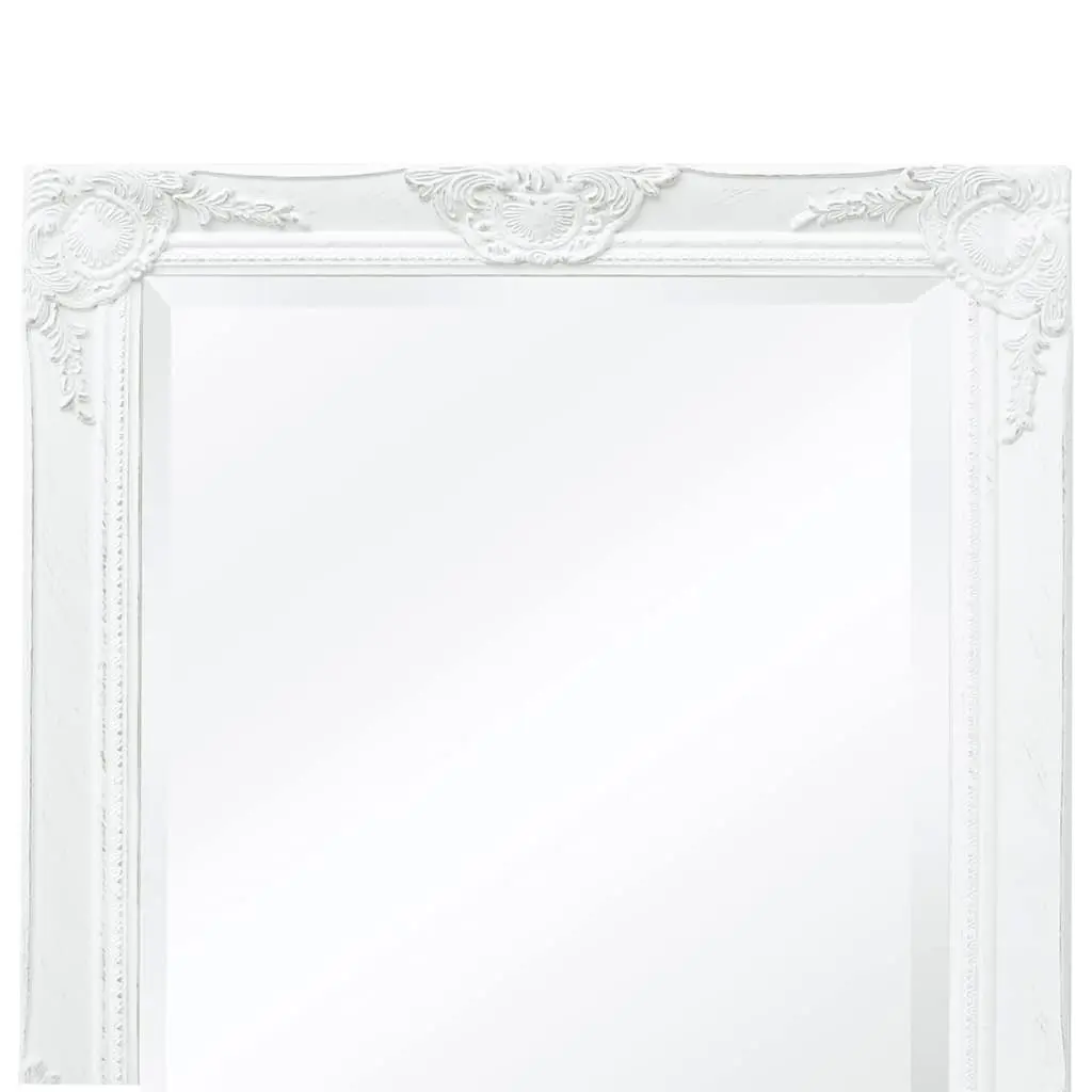 Decorative Wall Mirror with Ornate Baroque White Frame
