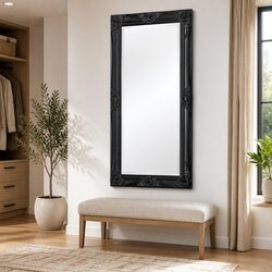Ornate Baroque Style Black Wall Mirror 100x50cm