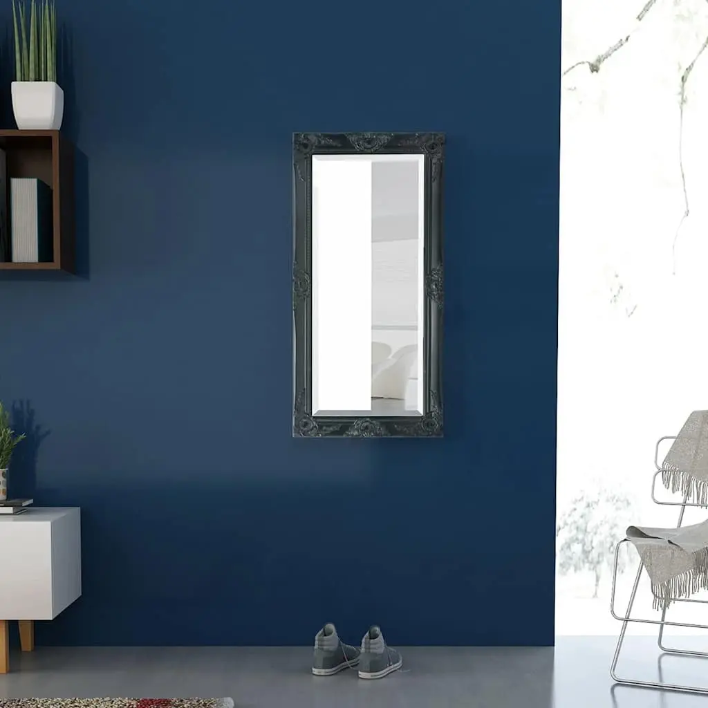Ornate Baroque Style Black Wall Mirror 100x50cm