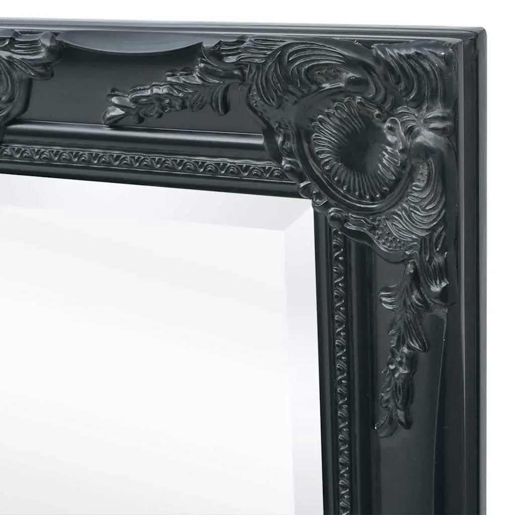 Ornate Baroque Style Black Wall Mirror 100x50cm