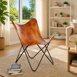 Brown Vintage Leather Butterfly Chair for Comfortable Relaxation