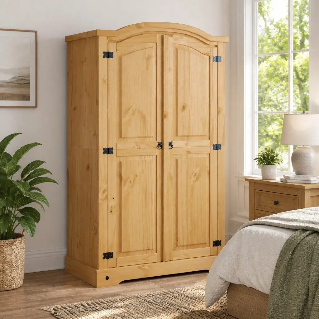 2-Door Mexican Corona Style Wooden Wardrobe