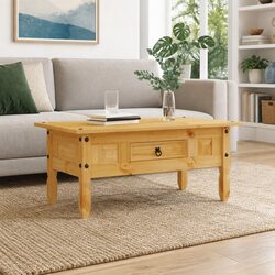 Sturdy Solid Pine Coffee Table in Mexican Corona Style