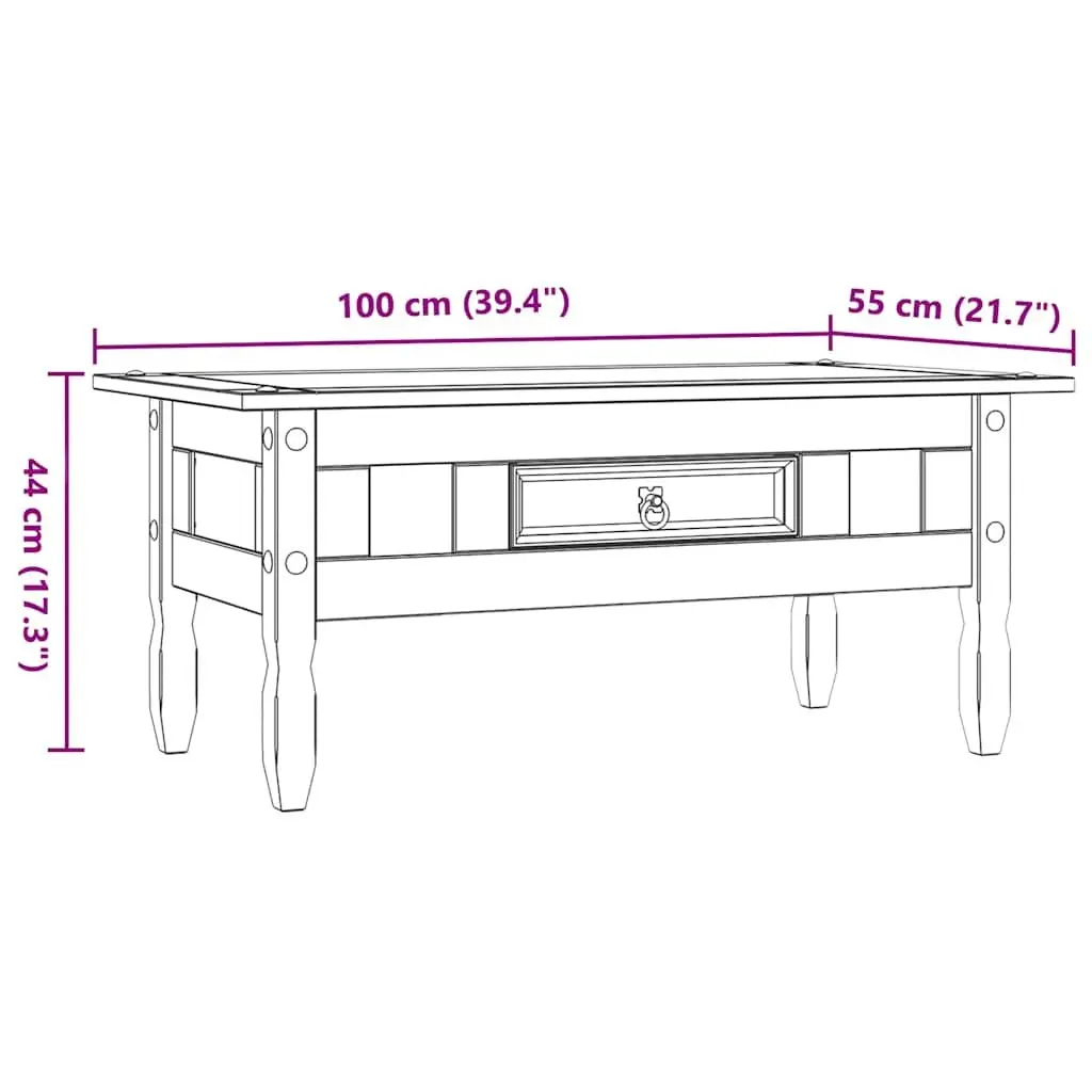 Solid Pine Coffee Table in Mexican Corona Style
