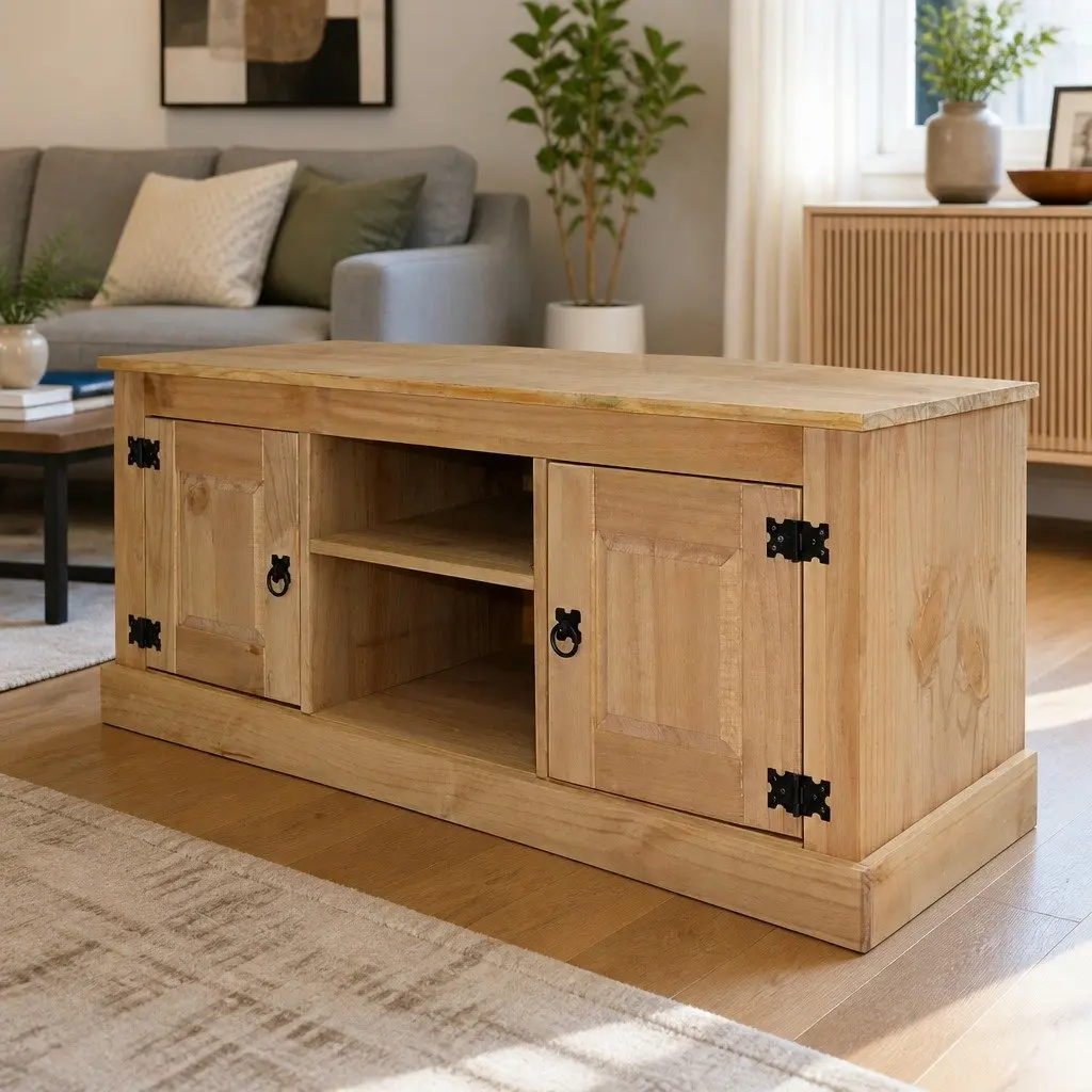 TV Stand Solid Pinewood Brown 120 x 40 x 52 cm