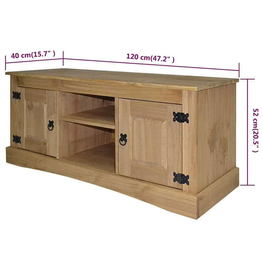 TV Stand Solid Pinewood Brown 120 x 40 x 52 cm