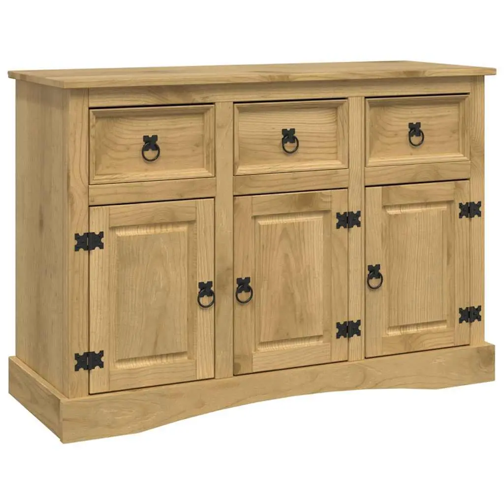 Solid Pinewood Sideboard with 3 Doors and Drawers