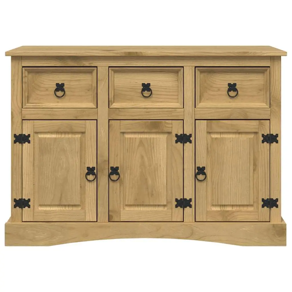 Solid Pinewood Sideboard with 3 Doors and Drawers