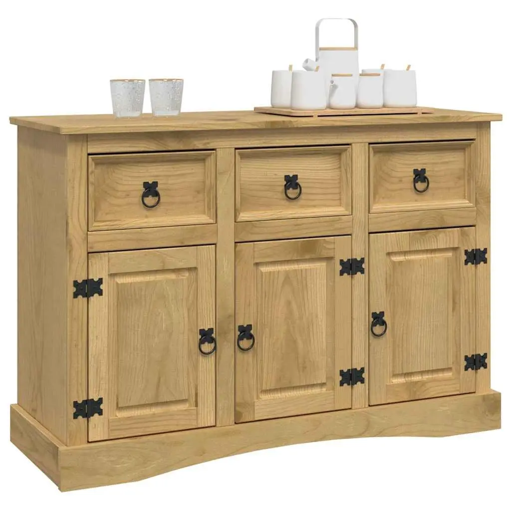 Solid Pinewood Sideboard with 3 Doors and Drawers