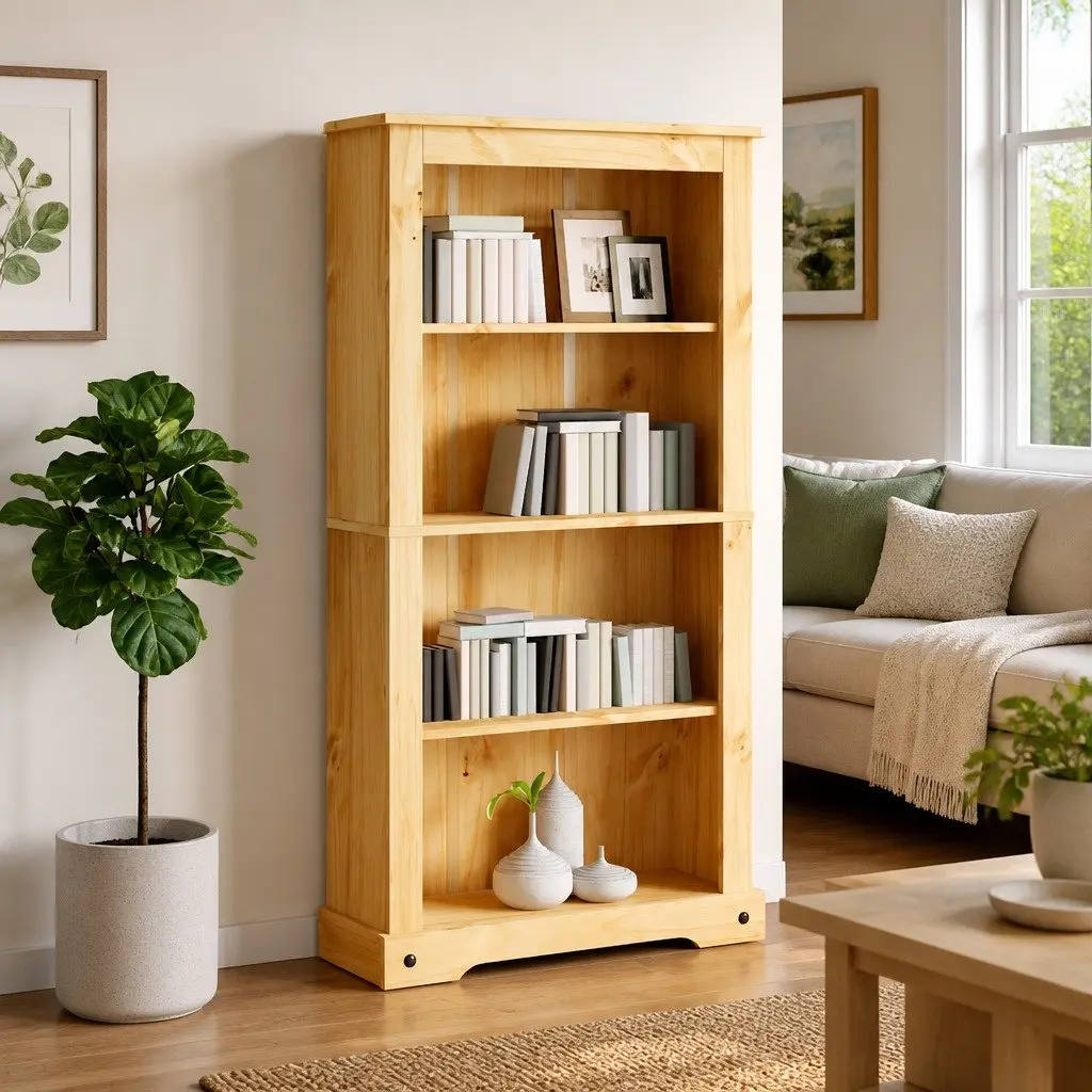 4-Tier Bookcase Wooden Brown Storage Unit Shelving Display 80 x 29 x 150 cm