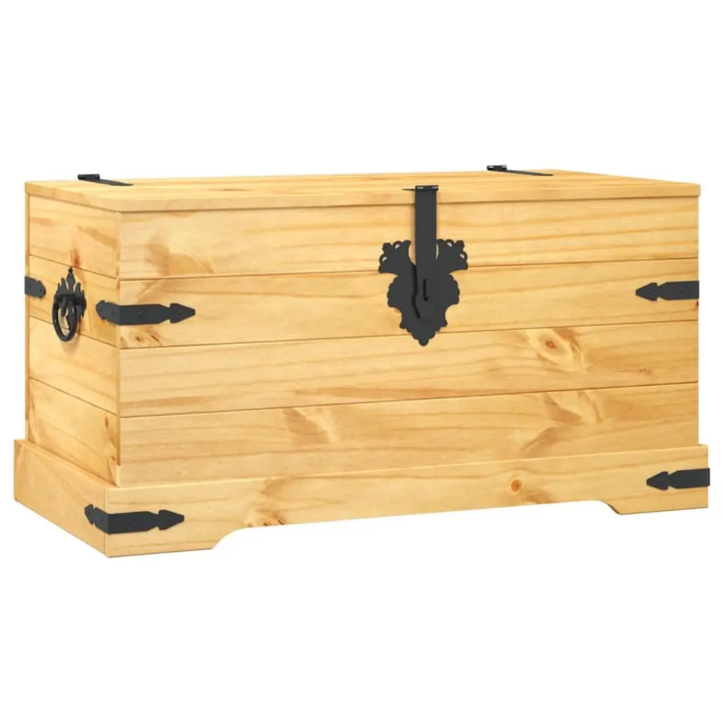 Rustic Wooden Pinewood Storage Chest in Brown