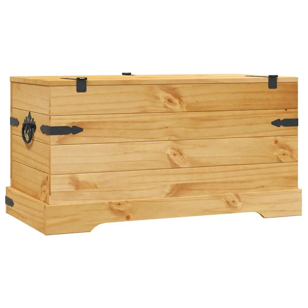 Rustic Wooden Pinewood Storage Chest in Brown