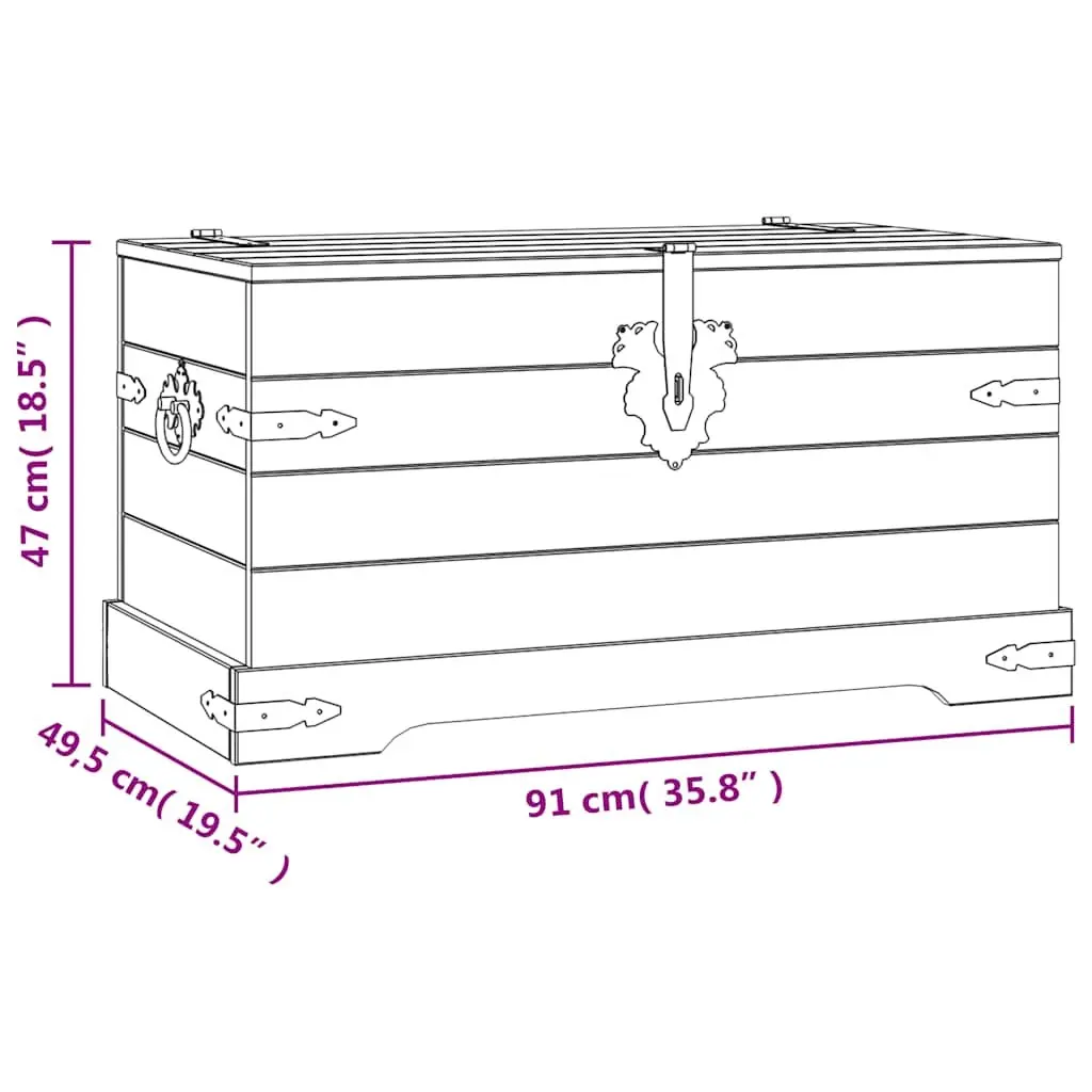 Rustic Wooden Pinewood Storage Chest in Brown