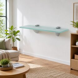 Modern 30x10 cm Glass Floating Wall Shelf for Stylish Displays