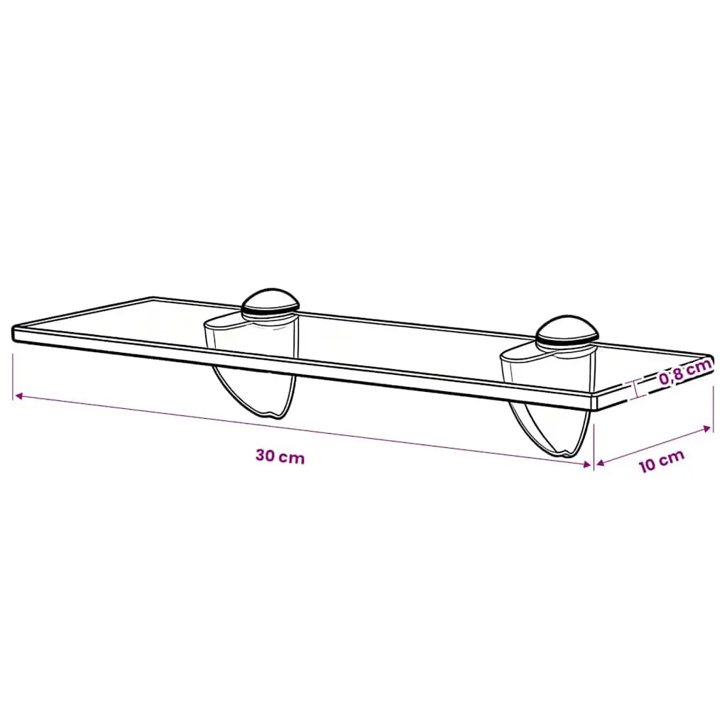 Floating Wall Shelf Tempered Glass 30x10 cm Transparent