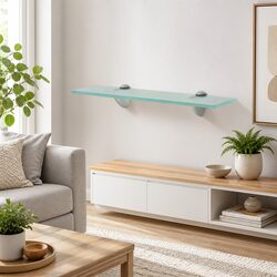 Modern Transparent Glass Floating Wall Shelf 40x10cm