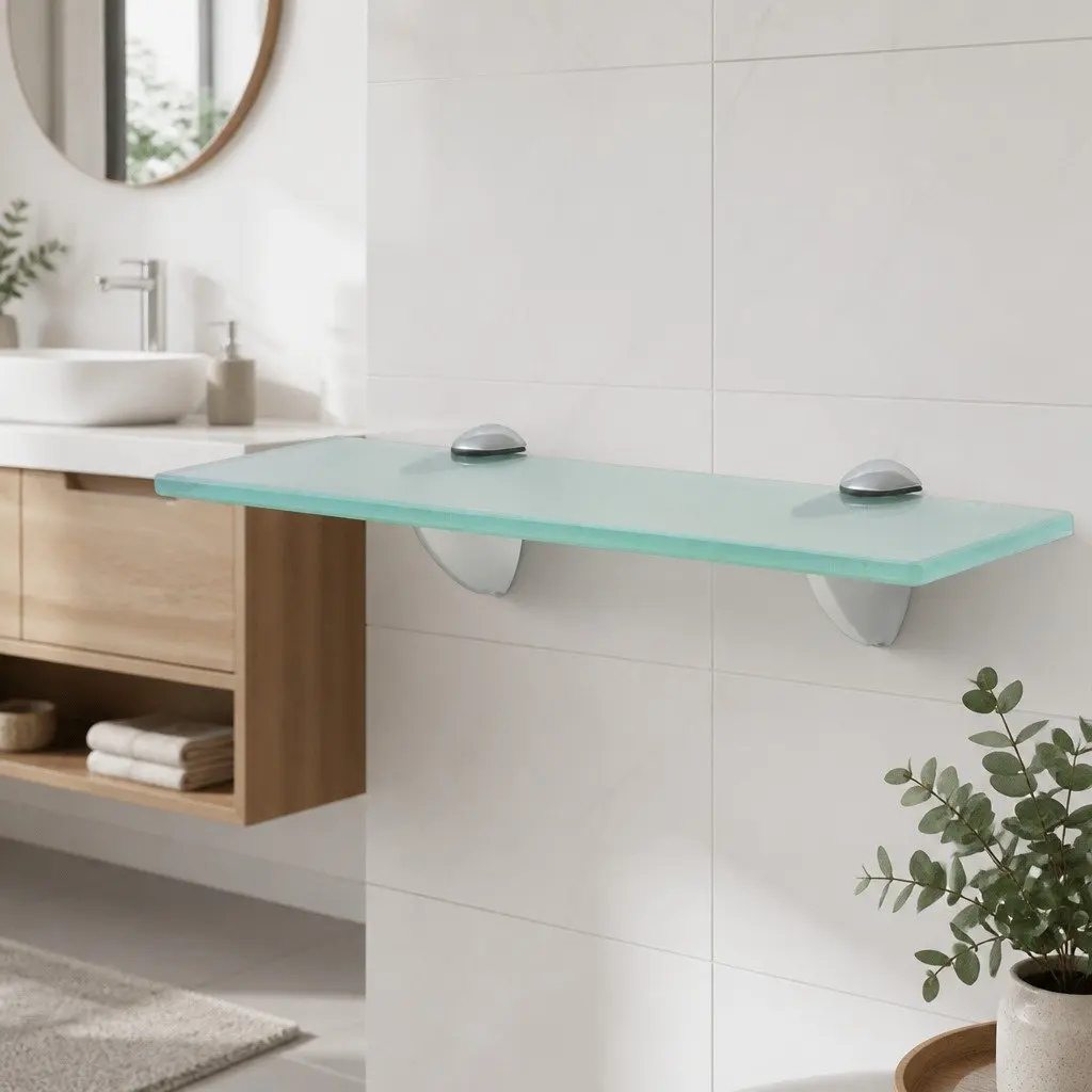Floating Wall Shelf in Transparent Glass 30x20 cm