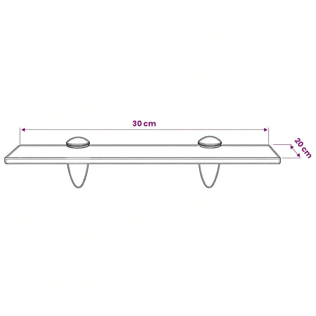 Floating Wall Shelf in Transparent Glass 30x20 cm