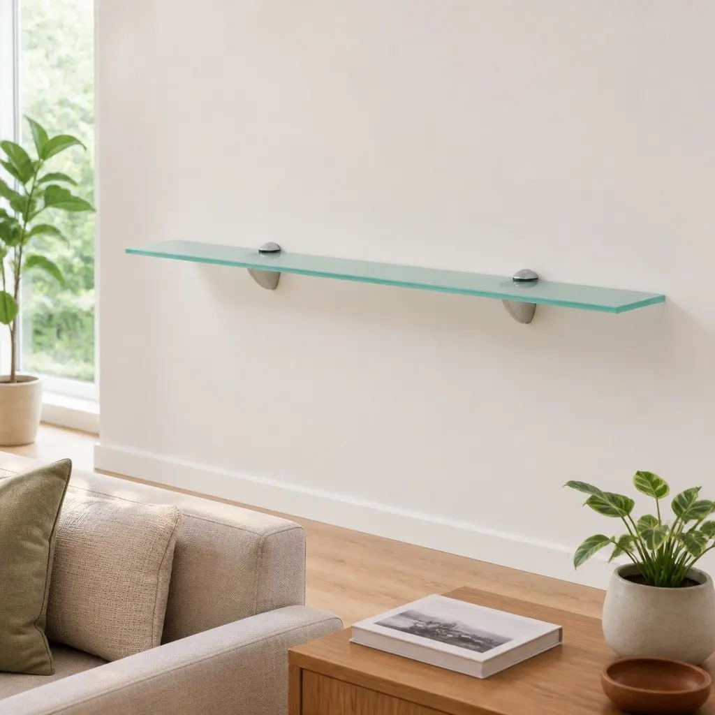 Floating Wall Shelf with Tempered Glass 70x20 cm