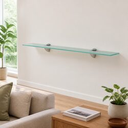 Stylish Floating Wall Shelf with Tempered Glass 70x20 cm