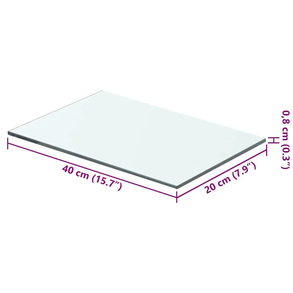 Clear Tempered Glass Shelf Panel 40x20 cm Wall Mount