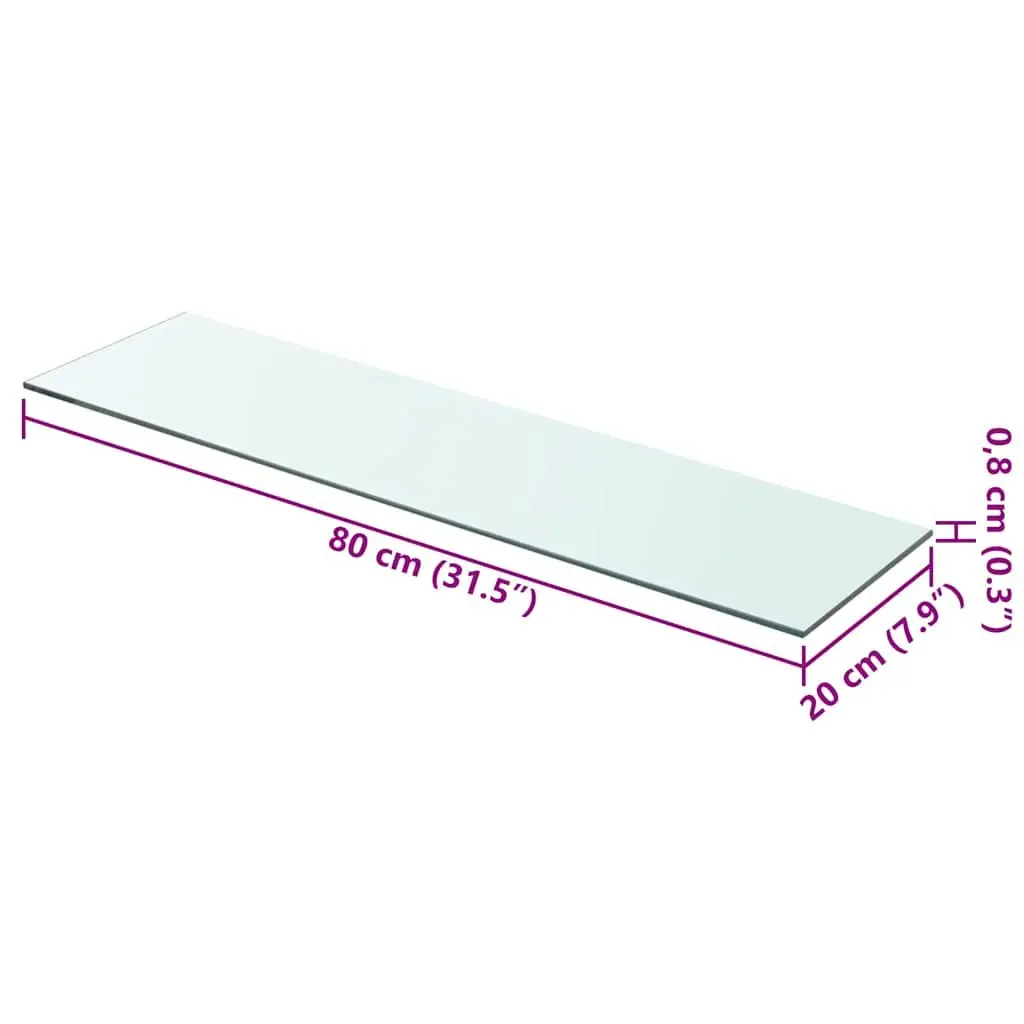 Tempered Glass Shelf Panel 80x20 cm for Display