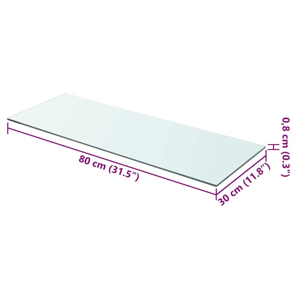 Tempered Glass Shelf Panel 80x30cm