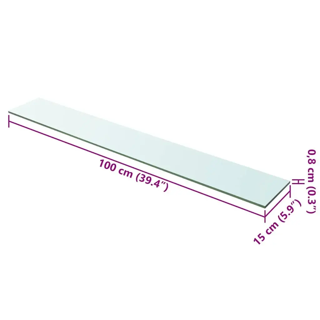Glass Shelf Panel for Wall Mounting 100x15cm