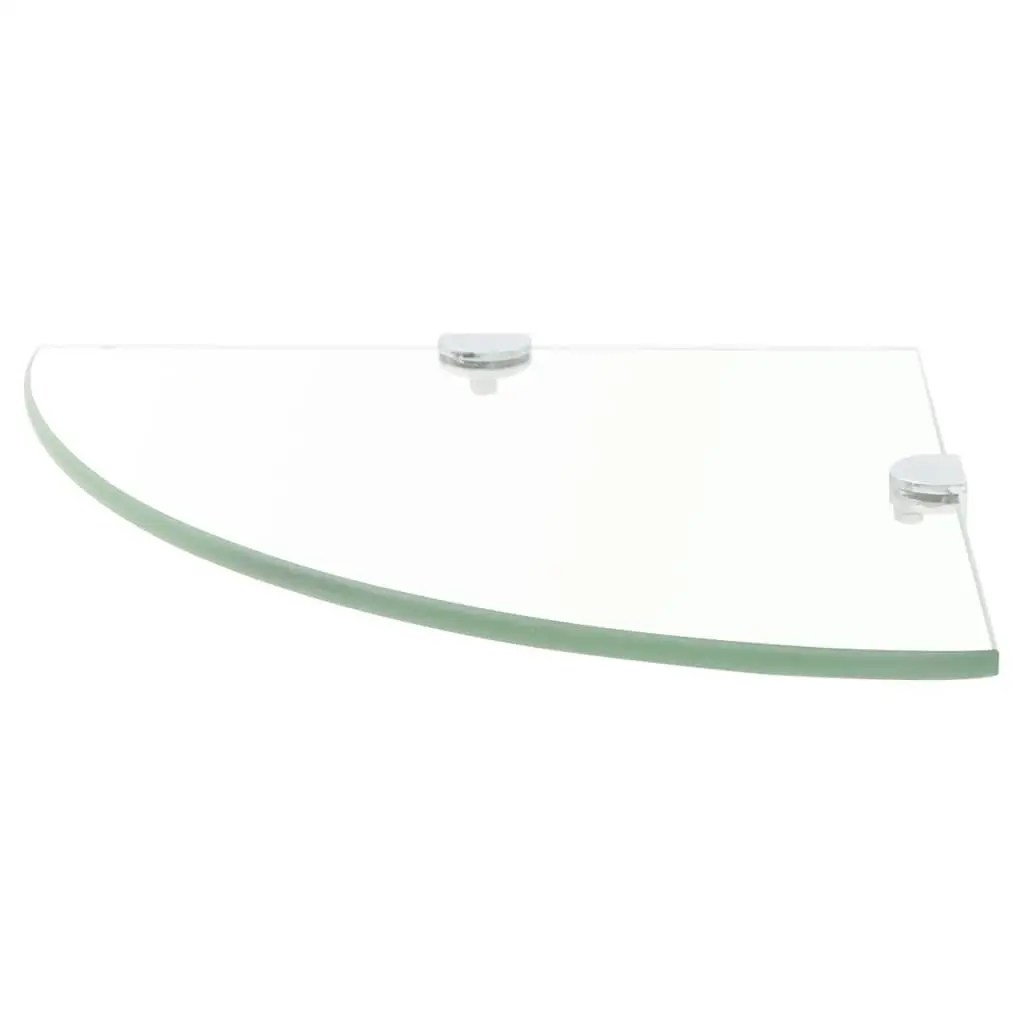 Corner Wall Shelf with Chrome Brackets 25x25cm