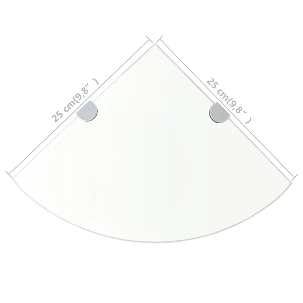 Corner Wall Shelf with Chrome Brackets 25x25cm
