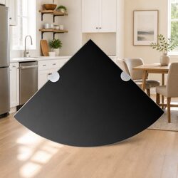 Black Glass Floating Corner Wall Shelf for Versatile Storage