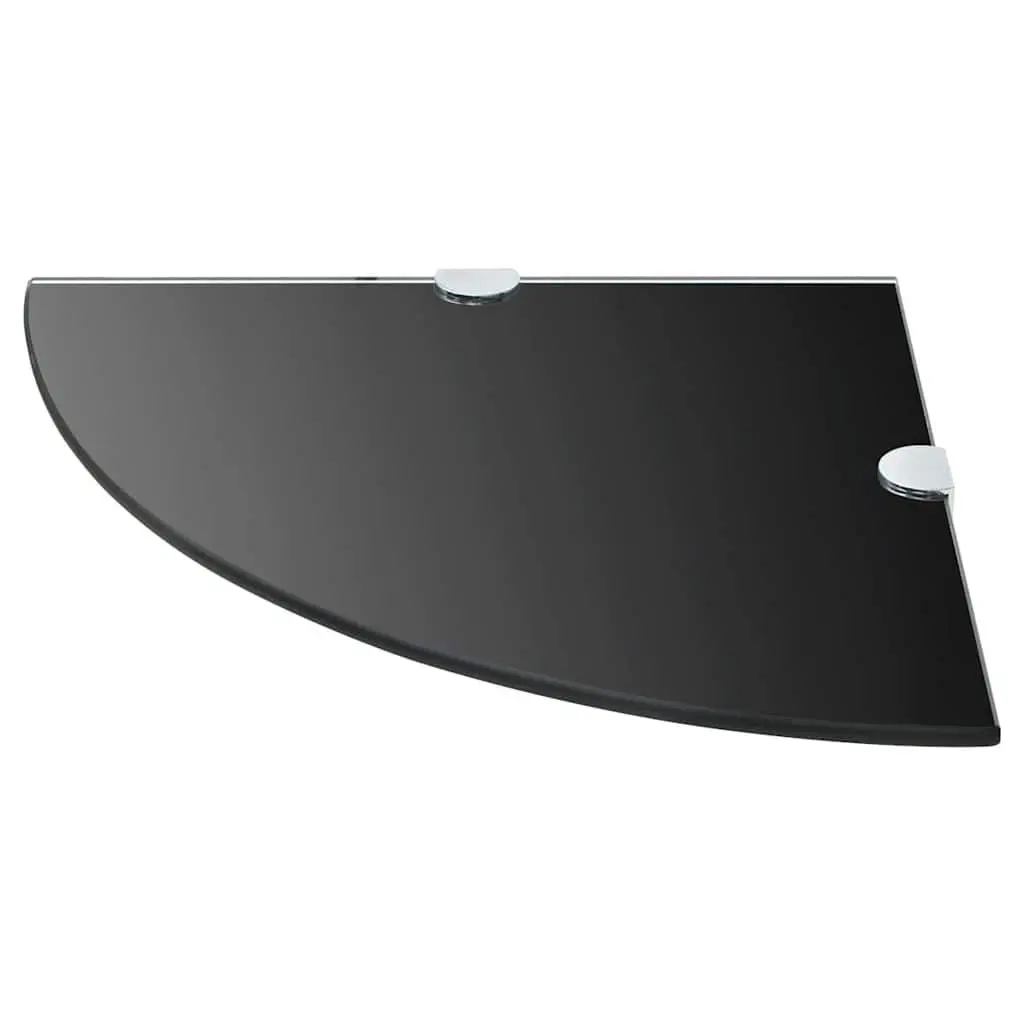 Corner Wall Shelf Black Glass Floating Storage Bathroom Kitchen Living Room 25cm