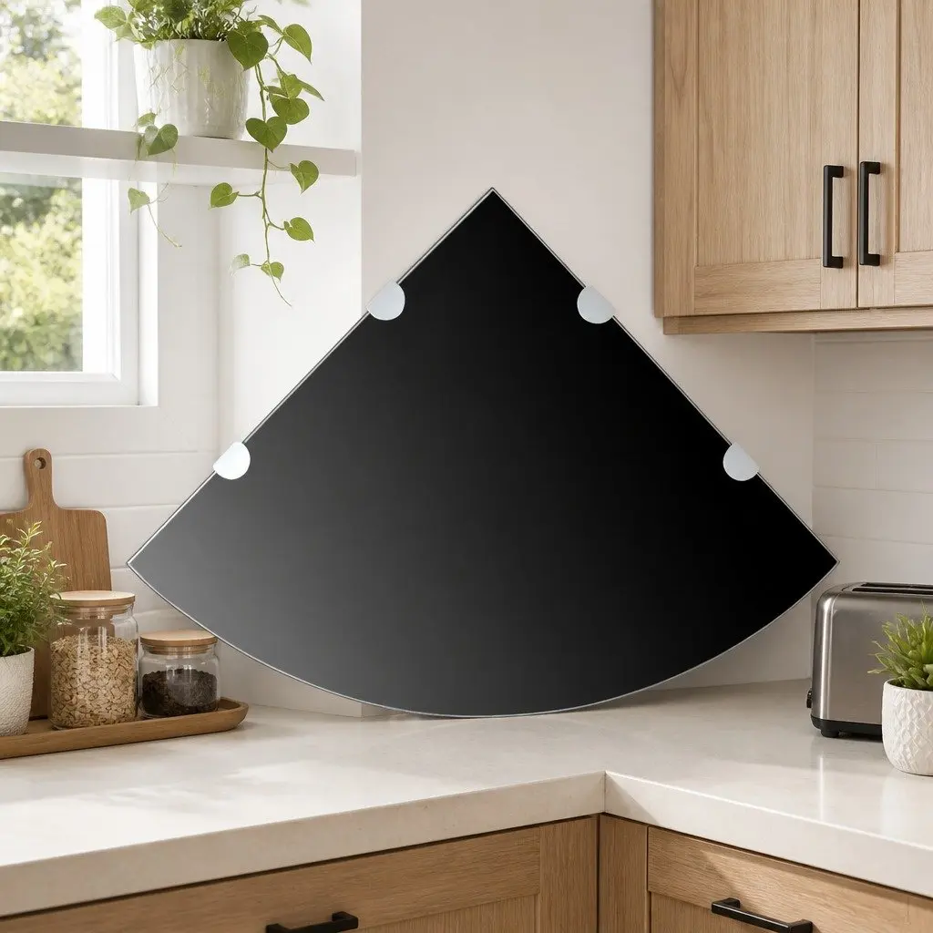 Corner Wall Shelf Tempered Glass 45 x 45 cm Black