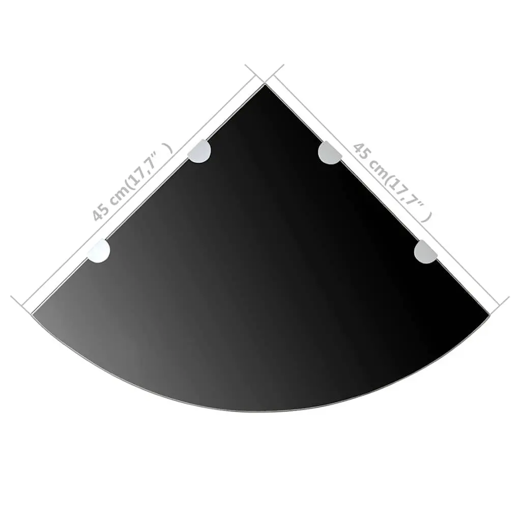 Corner Wall Shelf Tempered Glass 45 x 45 cm Black