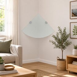 Durable White Floating Glass Corner Shelf 25x25cm