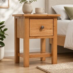 Wooden Bedside Table with Storage Drawer for Bedrooms