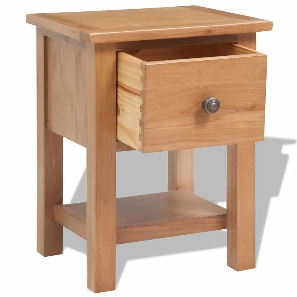 Wooden Bedside Table with Storage Drawer for Bedrooms