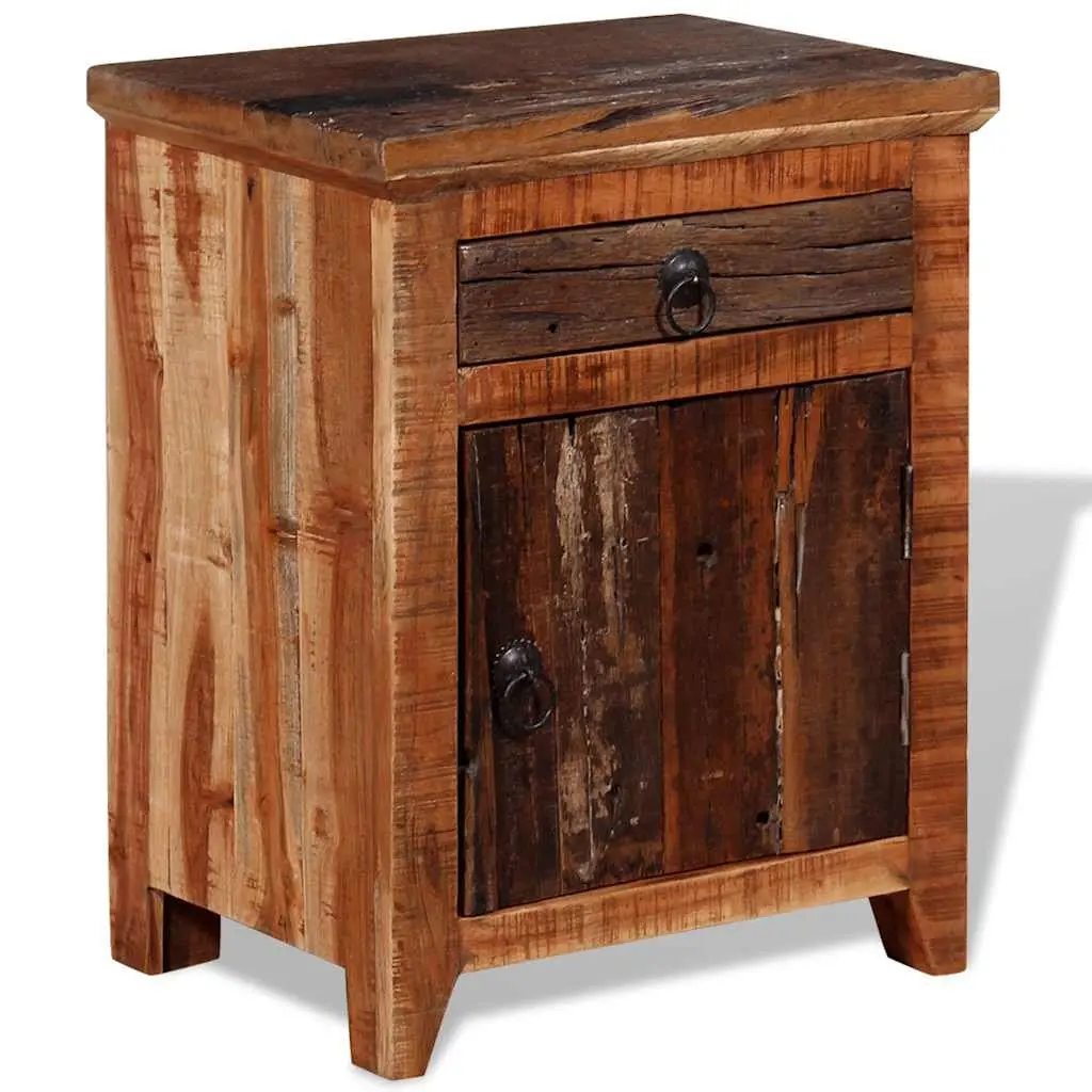 Bedside Table with Drawer and Cabinet Storage