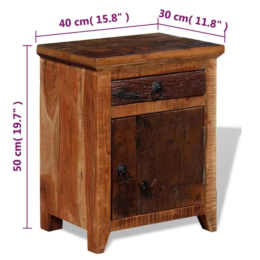 Bedside Table with Drawer and Cabinet Storage