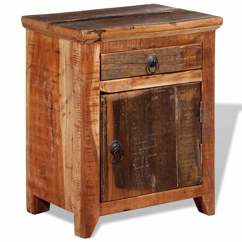 Bedside Table with Drawer and Cabinet Storage