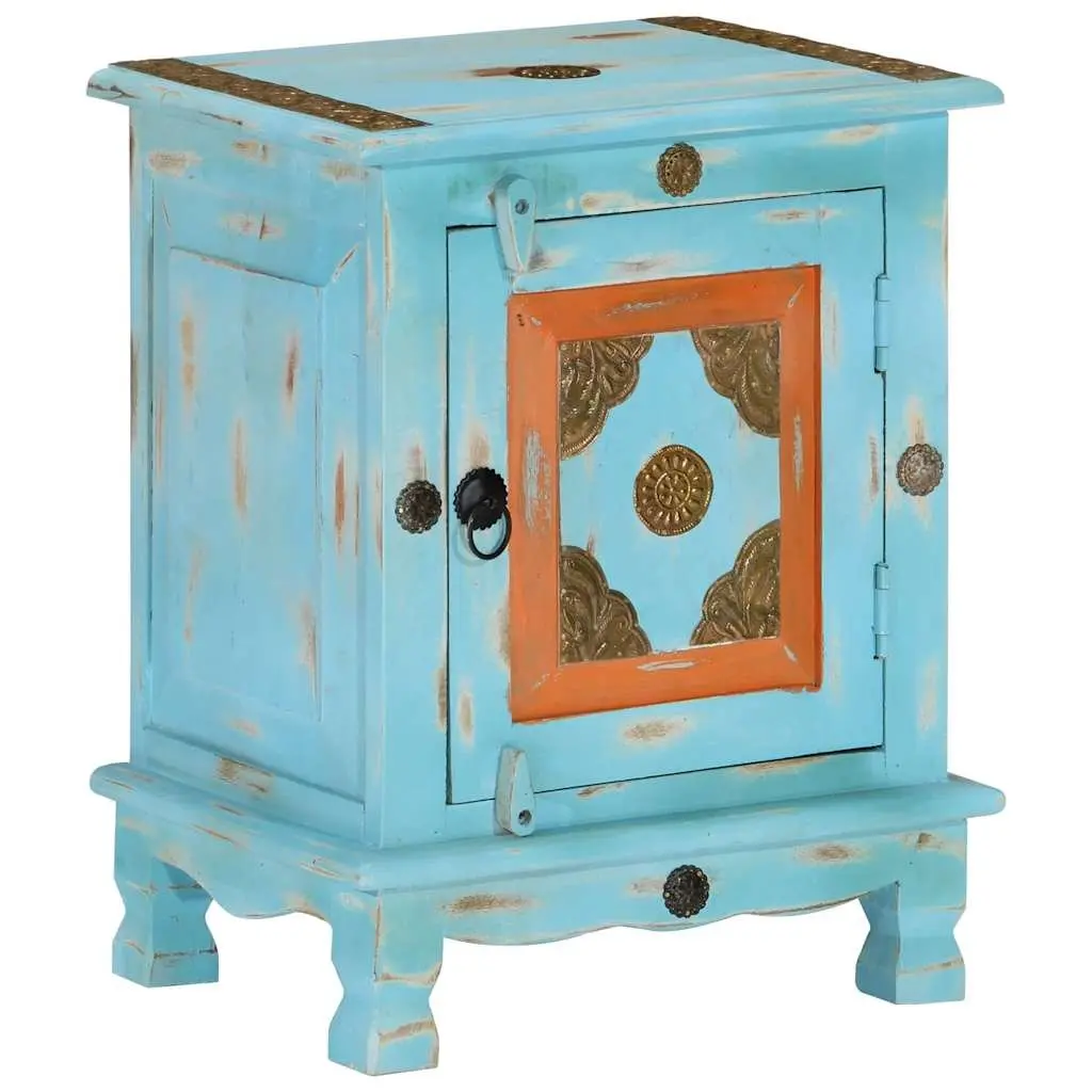 Indian Style Blue Nightstand Made of Solid Mango Wood