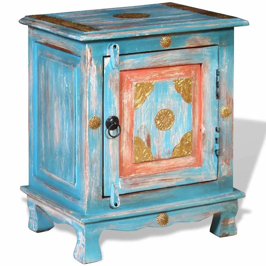 Indian Style Blue Nightstand Made of Solid Mango Wood