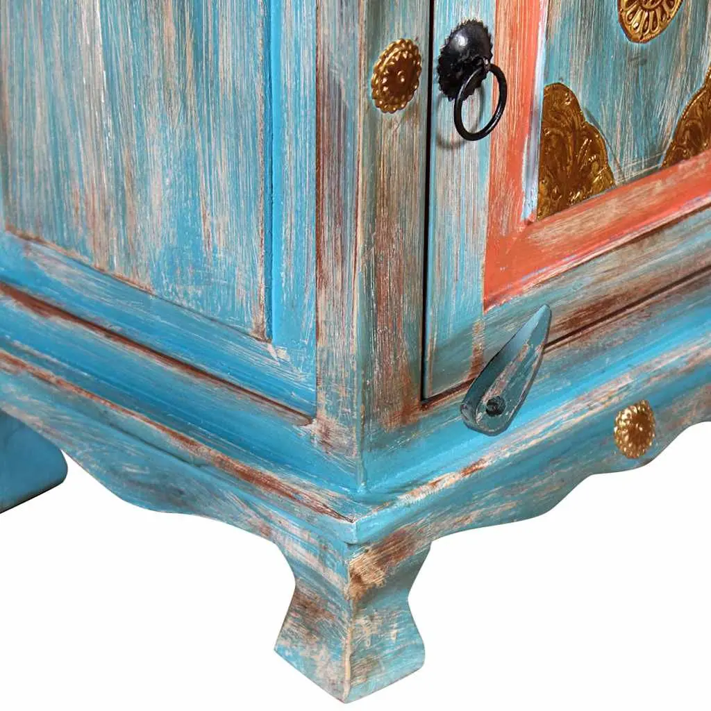 Indian Style Blue Nightstand Made of Solid Mango Wood