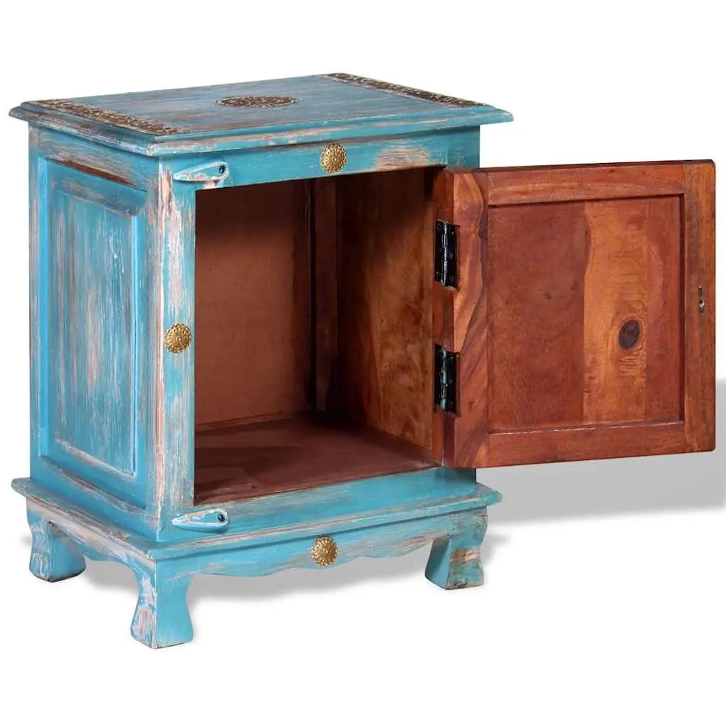 Indian Style Blue Nightstand Made of Solid Mango Wood