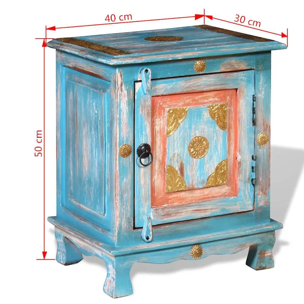 Indian Style Blue Nightstand Made of Solid Mango Wood