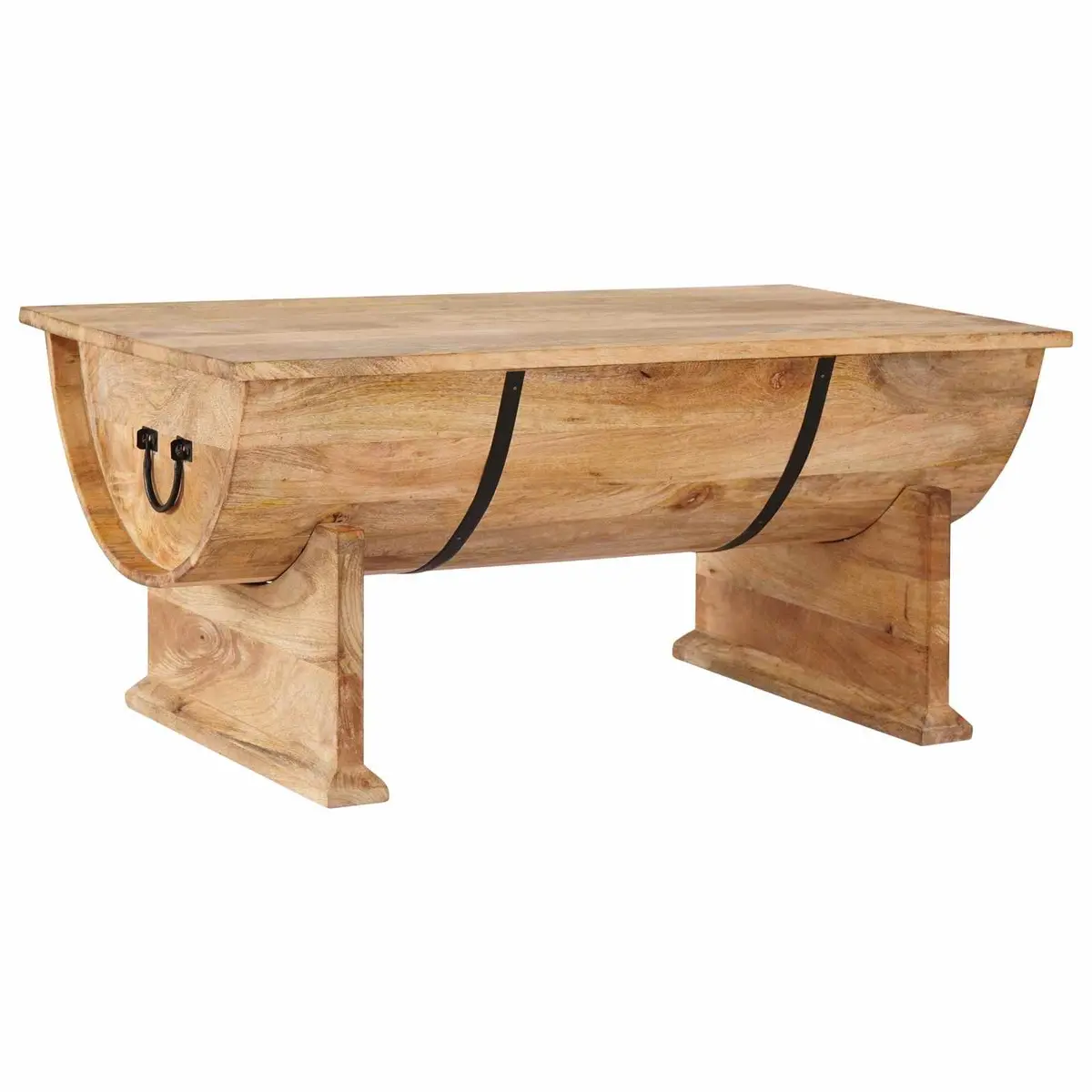 Solid Mango Wood Coffee Table Handmade Vintage Brown Accent Living Room