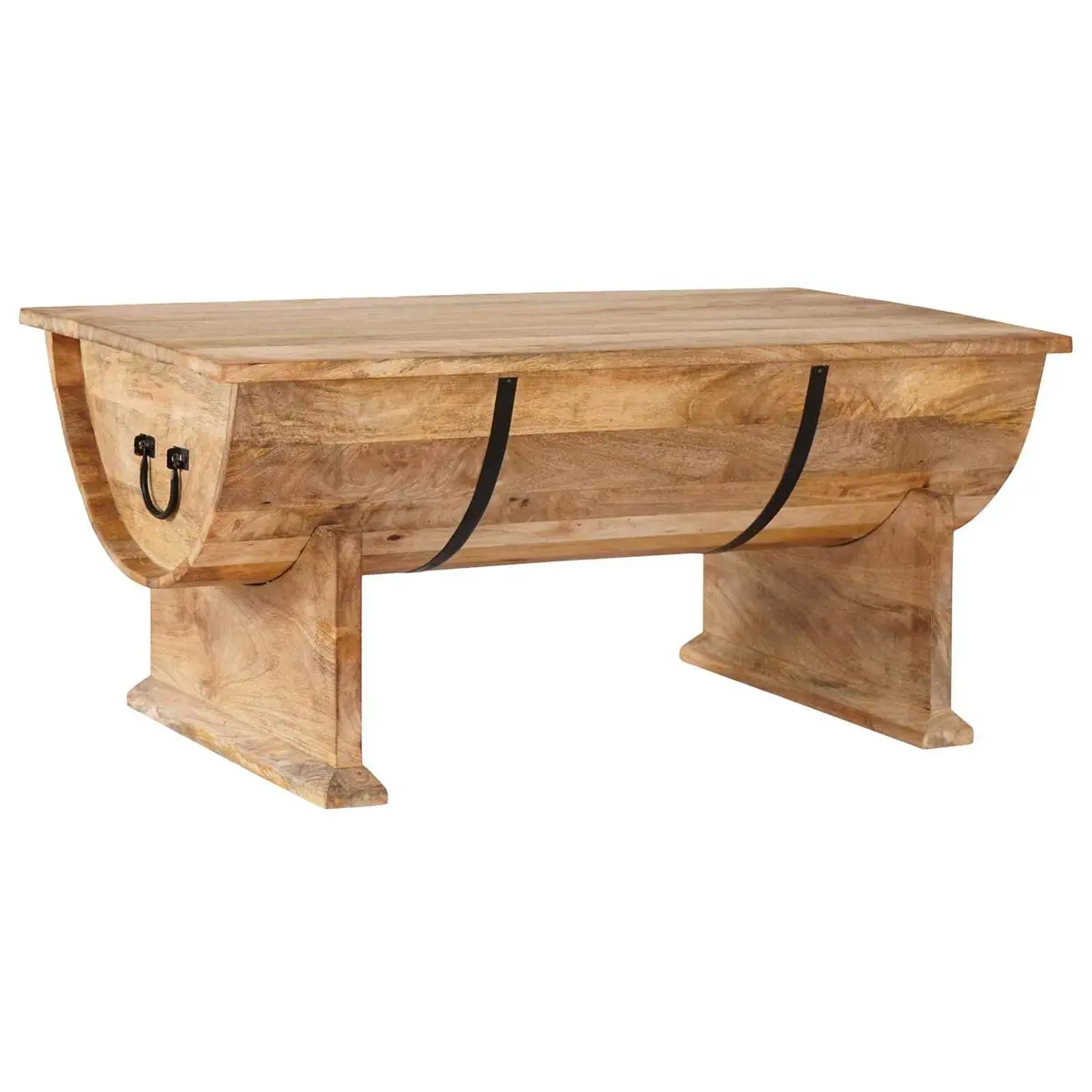 Solid Mango Wood Coffee Table Handmade Vintage Brown Accent Living Room