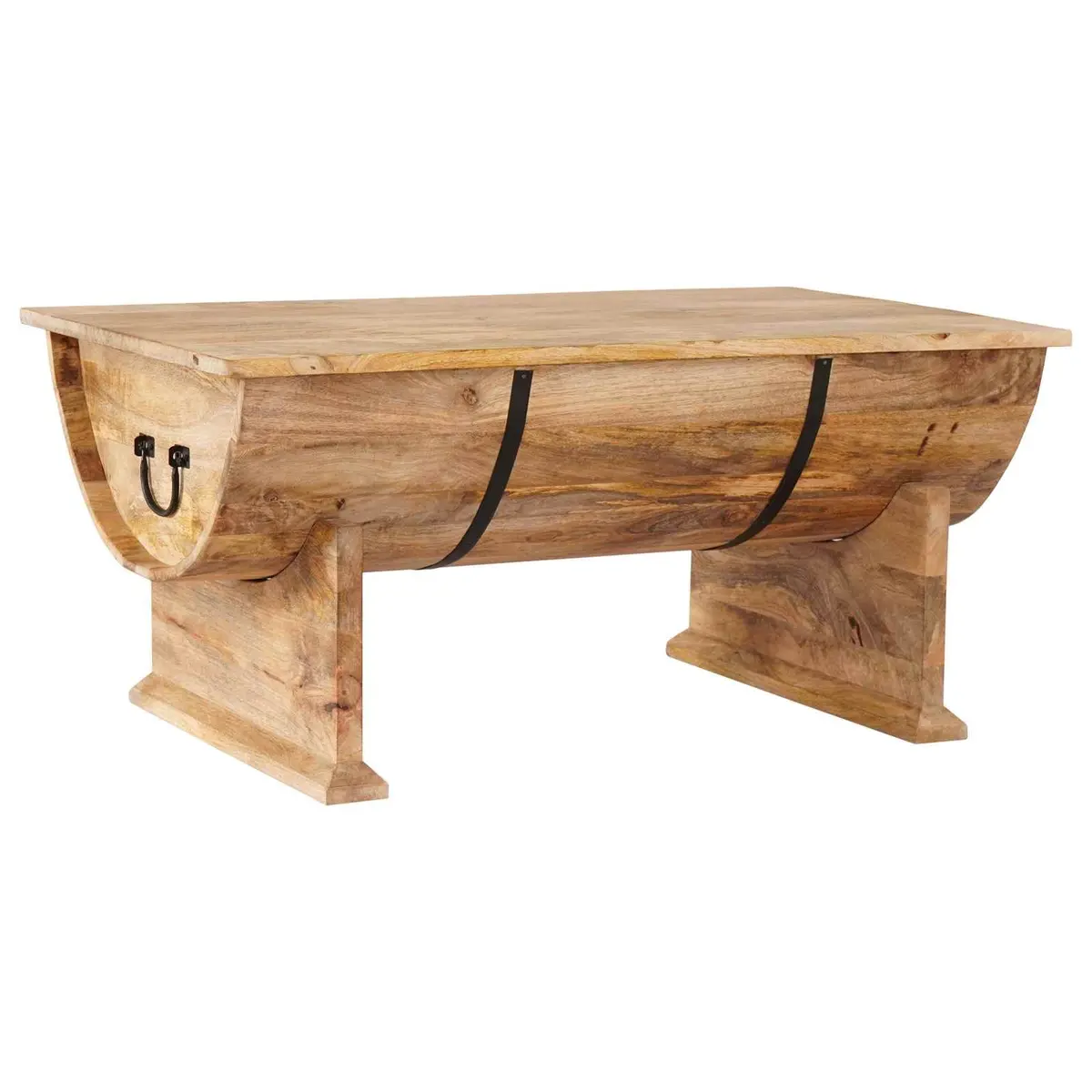 Solid Mango Wood Coffee Table Handmade Vintage Brown Accent Living Room