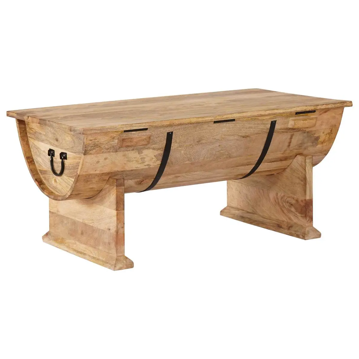 Solid Mango Wood Coffee Table Handmade Vintage Brown Accent Living Room